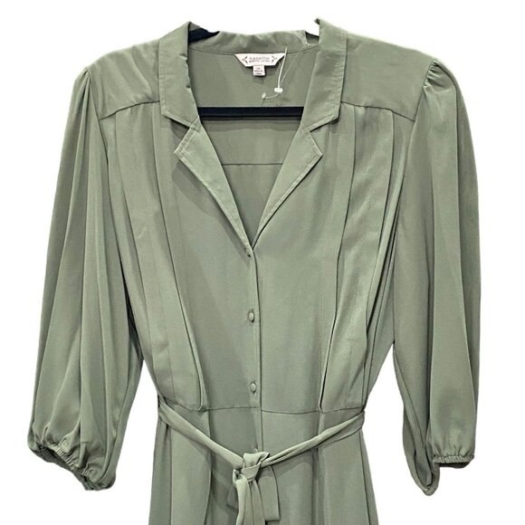 Nanette Lepore Shirt Dress Collared Puff Sleeve Pleated Tie Waist Size 14 NWT - Picture 5 of 11